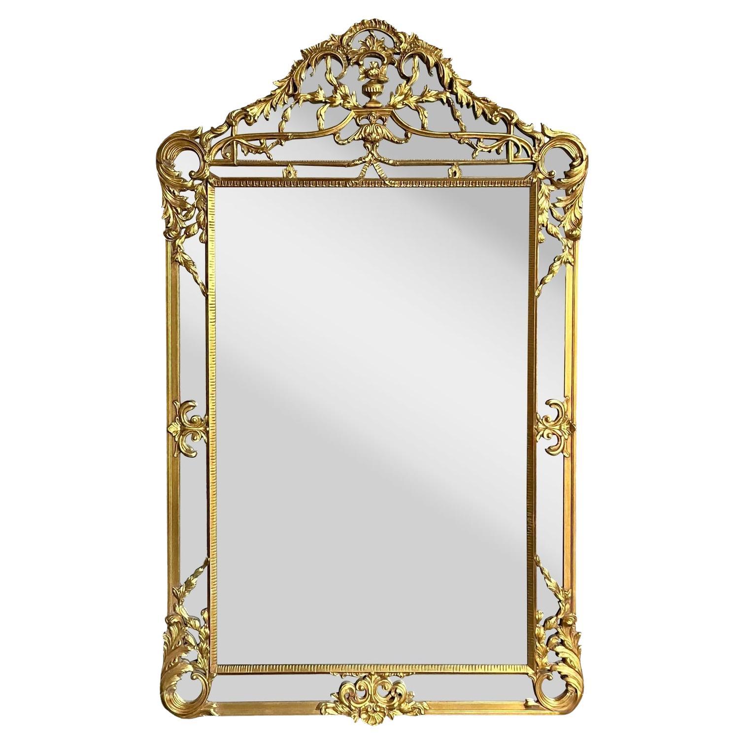 Specchio da pavimento monumentale dorato d'epoca Regency