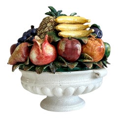 Vintage Regency Monumental Glazed Ceramic Bowl of Fruit