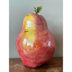 Vintage Regency Monumental Glazed Ceramic Pear