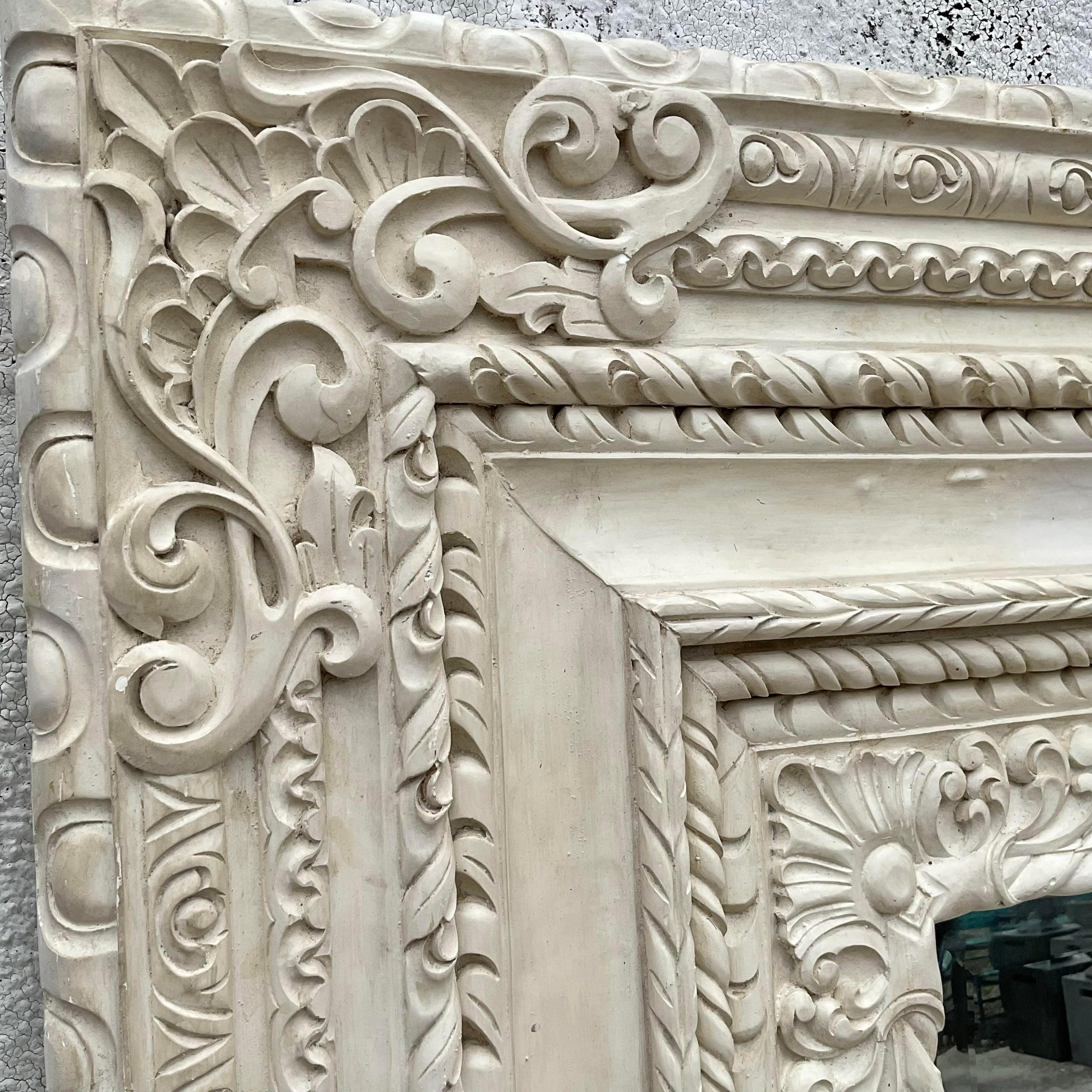 Miroir de sol Monumental Vintage Regency sculpté à la main en vente 3