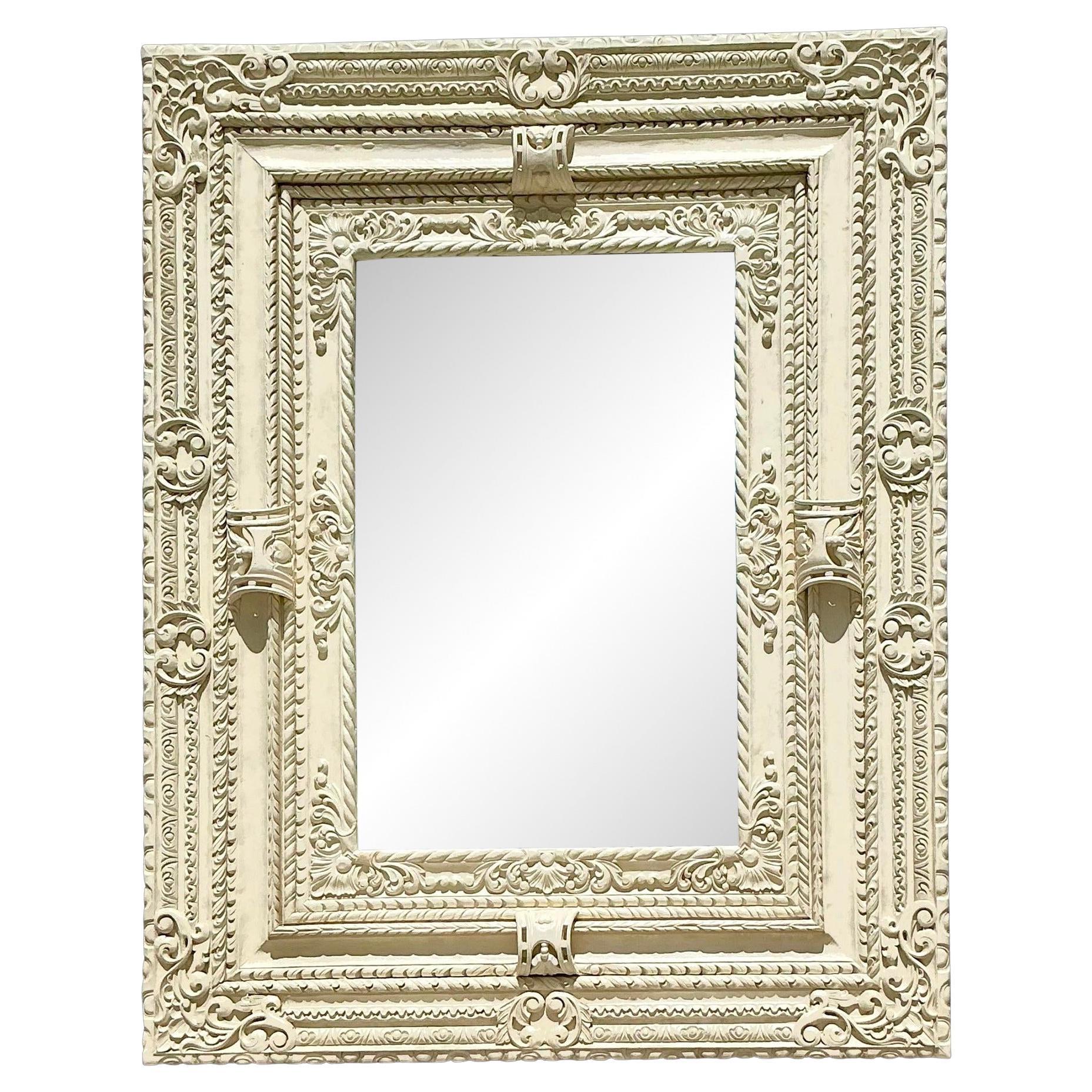 Vintage Regency Monumental Hand Carved Floor Mirror