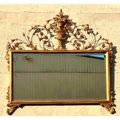 Vintage Regency Monumental Horizontal Gilt Vine Mirror