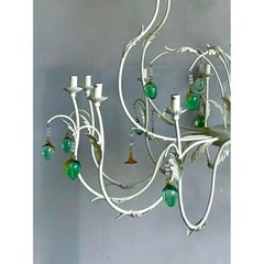 Vintage Regency Monumental Jade Crystal Drop Chandelier
