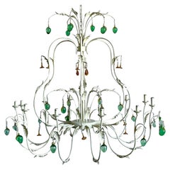 Vintage Regency Monumental Jade Crystal Drop Chandelier