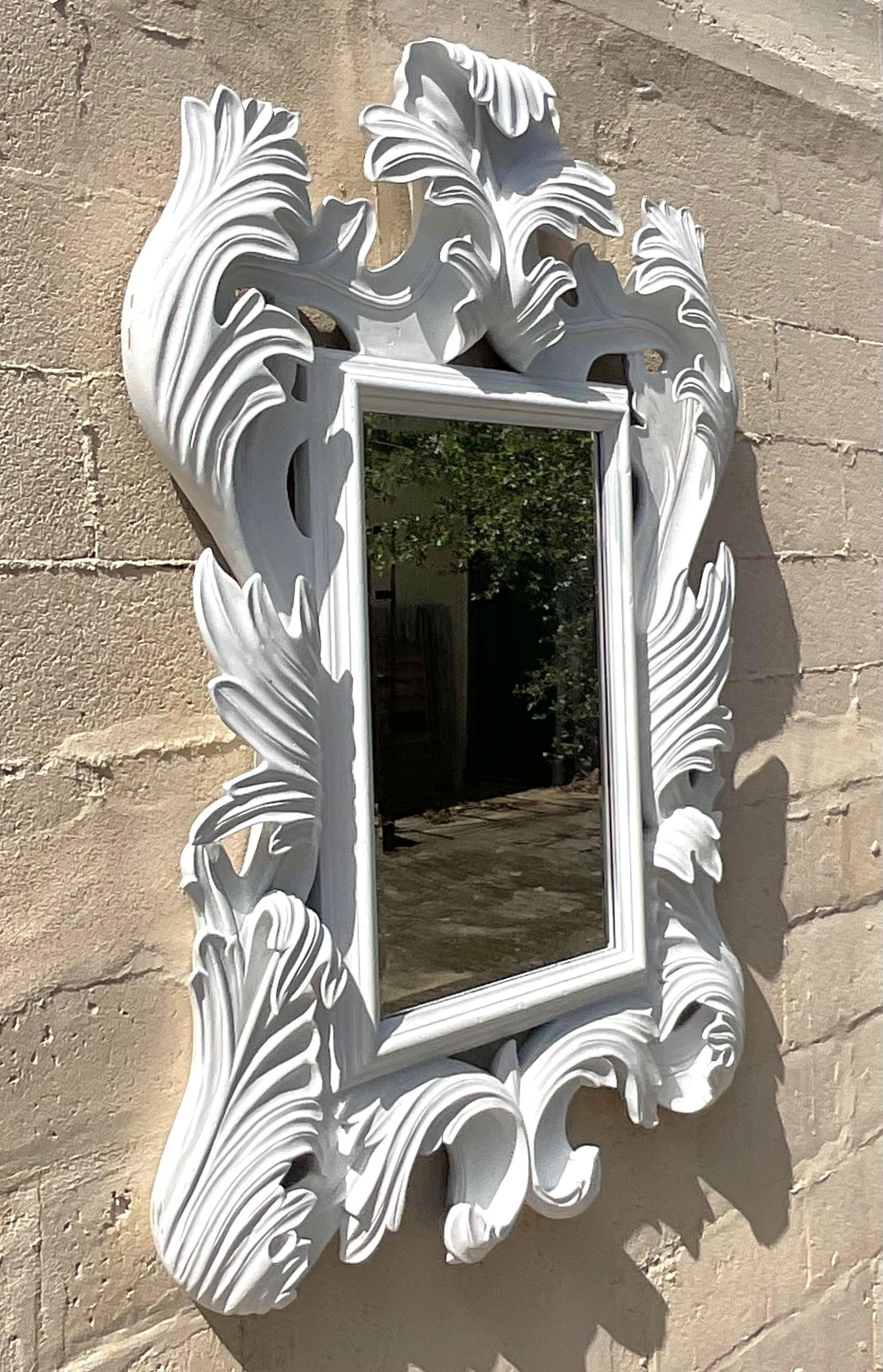 Vintage Regency Monumental White Marge Carson Rococo Mirror For Sale 2