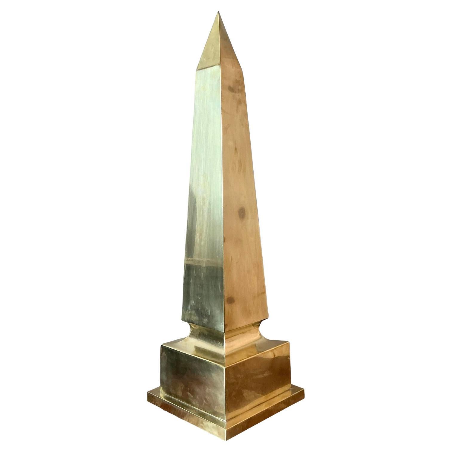 Vintage Regency Monumental Polished Brass Obelisk