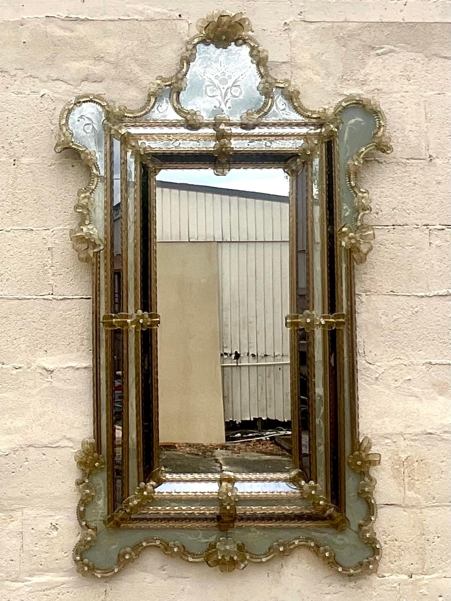 Vieux miroir vénitien monumental Regency en vente 1