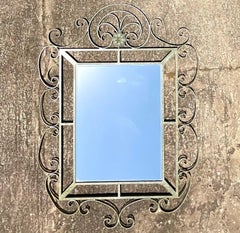 Vintage Regency Monumental Wrought Iron Mirror