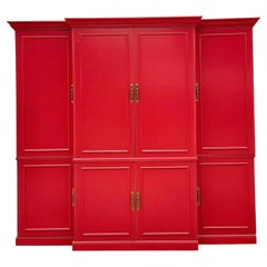 Vintage Regency Moroccan Red Lacquered Wall Unit