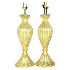 Vintage Regency Murano Glass Table Lamps - a Pair