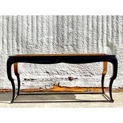 Vintage Regency Nancy Corzine Black Lacquer and Gilt Coffee Table
