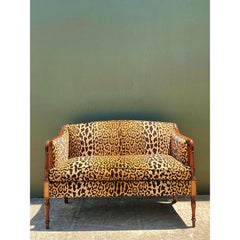Vintage Regency Napoleon 111 Leopard Velvet Settee