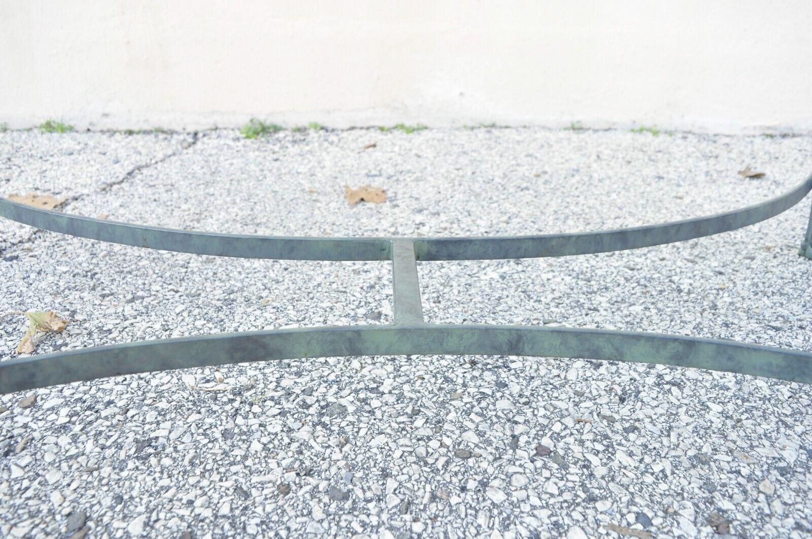 Vintage Regency Neoclassical Style Green Iron and Glass Lion Coffee Table For Sale 6