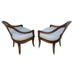 Vintage Regency Neoclassical Style Klismos Style Walnut Chairs - 4