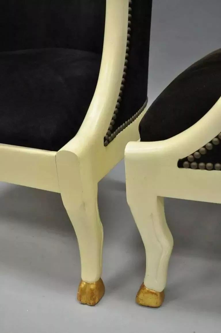 Vintage Regency Neoclassical Style Ram's Head Hoof Feet Club Chairs - a Pair For Sale 4