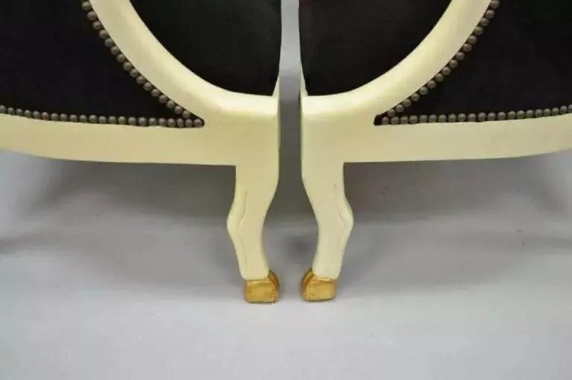 Vintage Regency Neoclassical Style Ram's Head Hoof Feet Club Chairs - a Pair For Sale 2