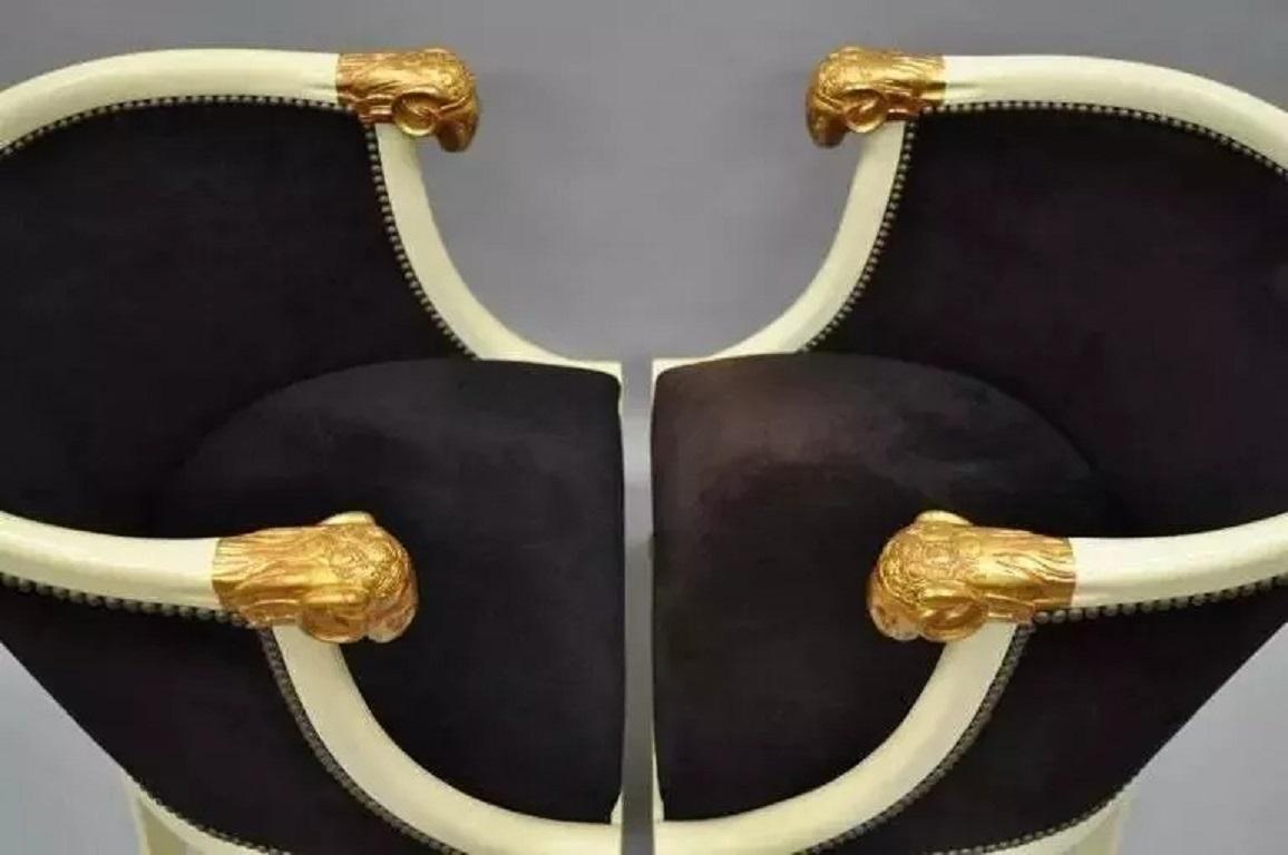 Vintage Regency Neoclassical Style Ram's Head Hoof Feet Club Chairs - a Pair For Sale 3