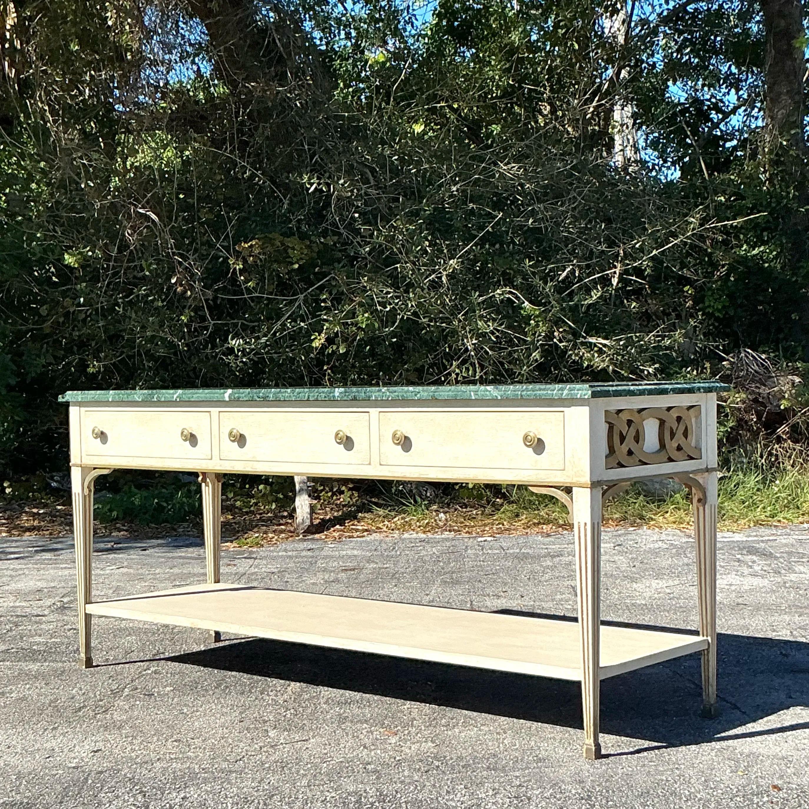 Vintage Regency Niermann Weeks Large Baltic Console In Good Condition For Sale In west palm beach, FL