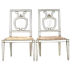 Vintage Regency Niermann Weeks Lyre Back Dining Chairs - a Pair