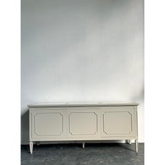 Vintage Regency Notched Millwork Marble Top Credenza