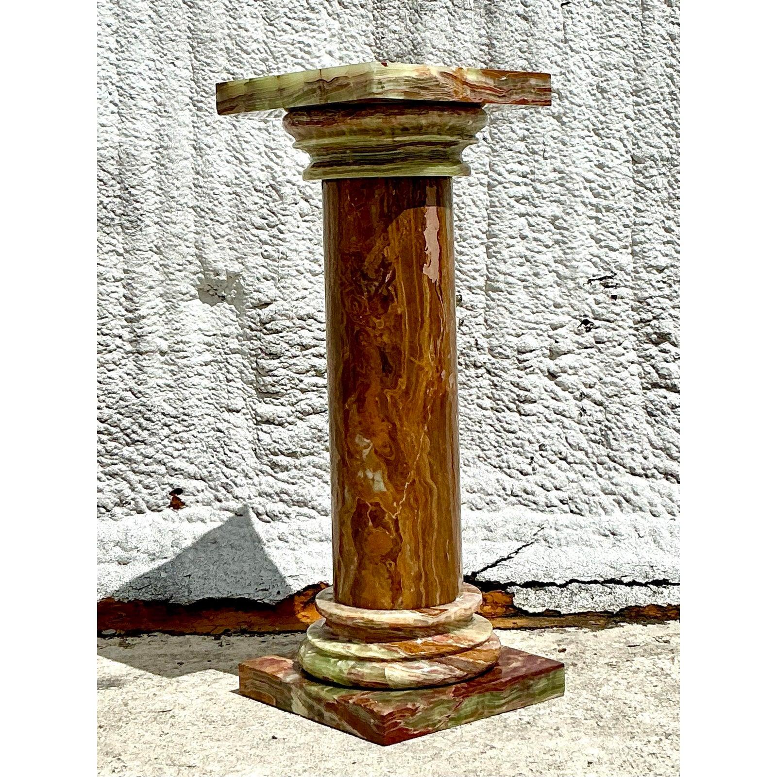 italien Piédestal Regency vintage en onyx en vente