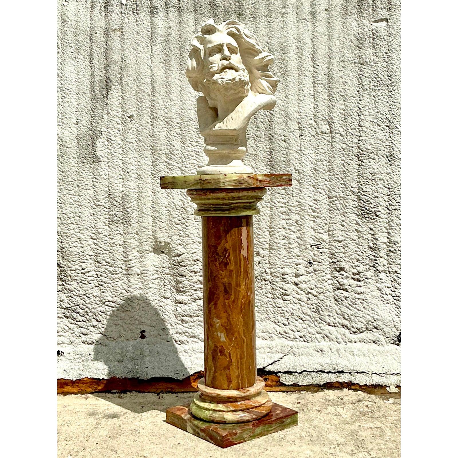 Pierre Piédestal Regency vintage en onyx en vente