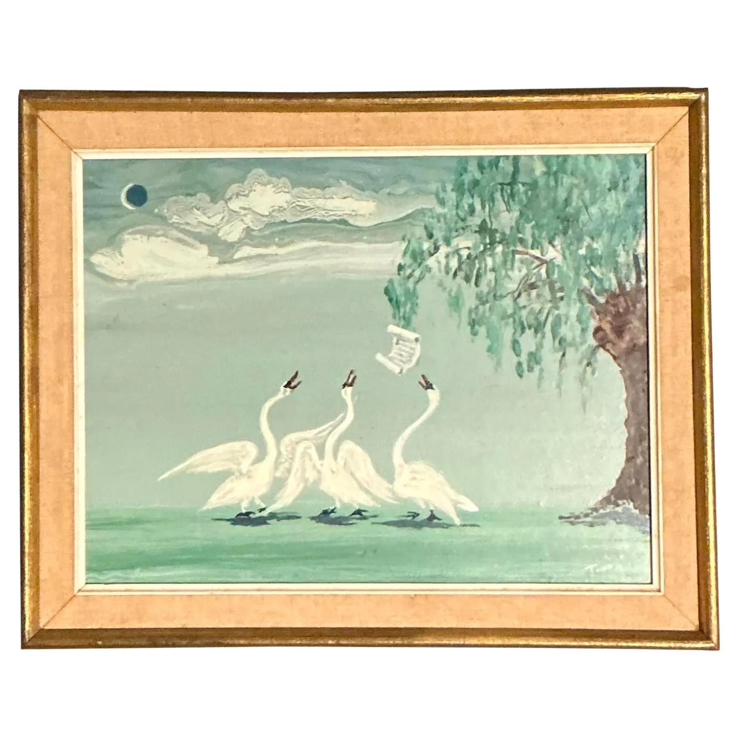 Vintage Regency Original 1964 Oil Paining on Board