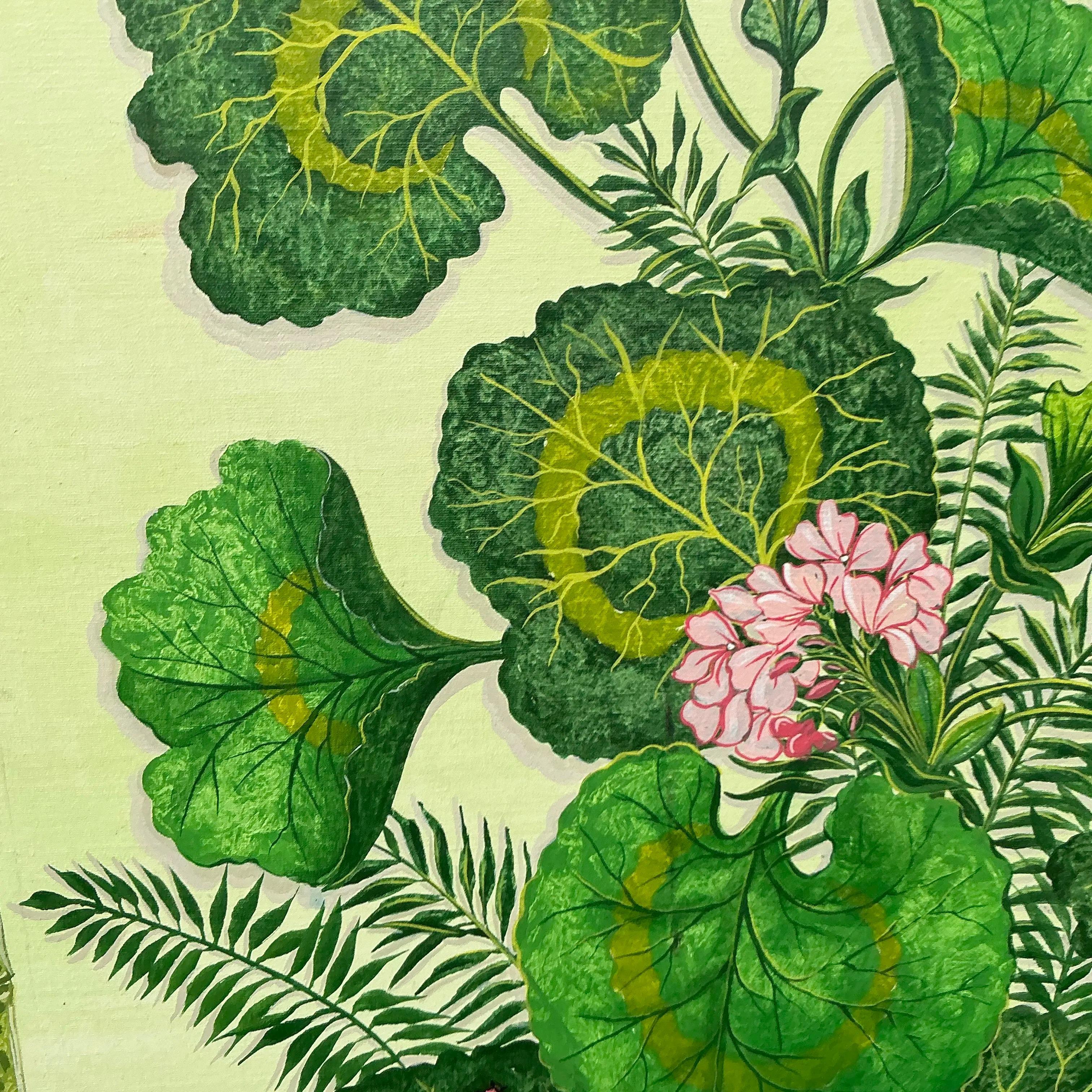 Vintage Regency Original Floral Oil Painting on Canvas For Sale at 1stDibs