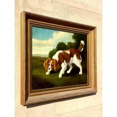 Vintage Regency Original Oil Painting of Dog