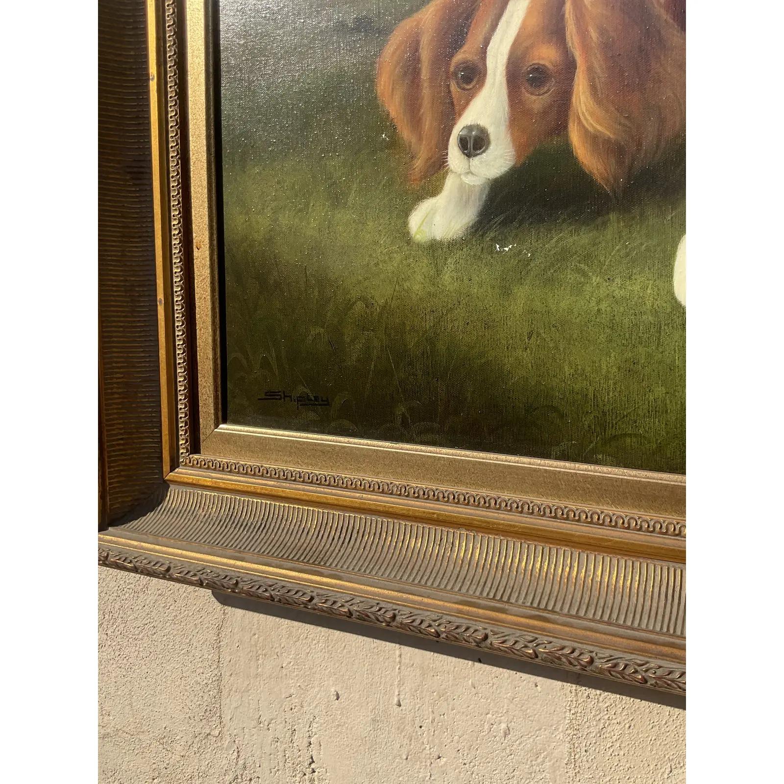 Canvas Vintage Regency Original Oil Painting of Dog