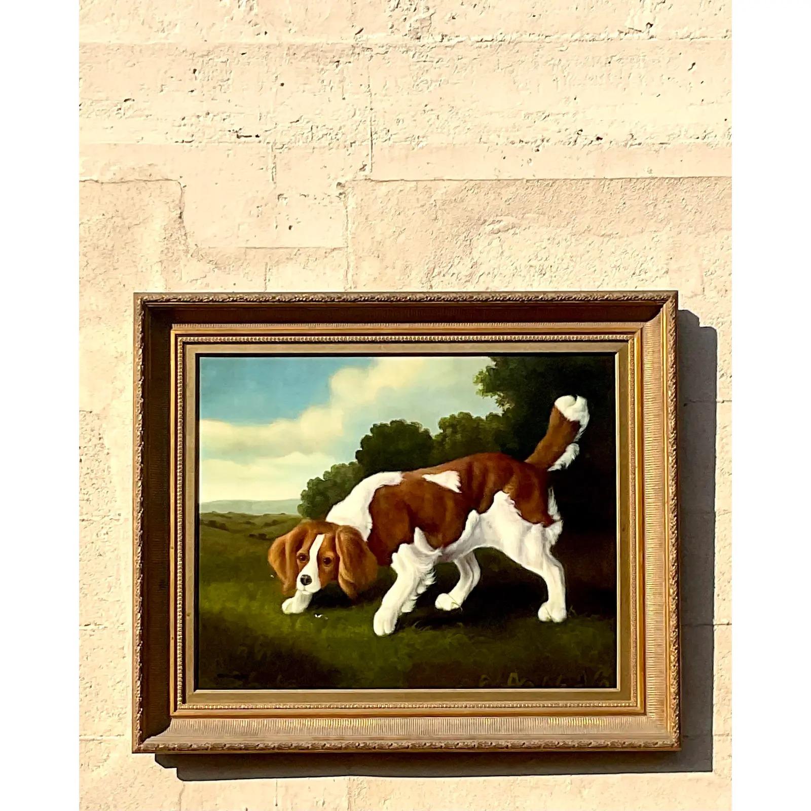 Vintage Regency Original Oil Painting of Dog 2