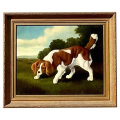 Vintage Regency Original Oil Painting of Dog