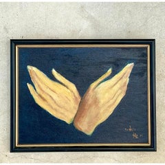 Vintage Regency Original Oil Painting of Hands