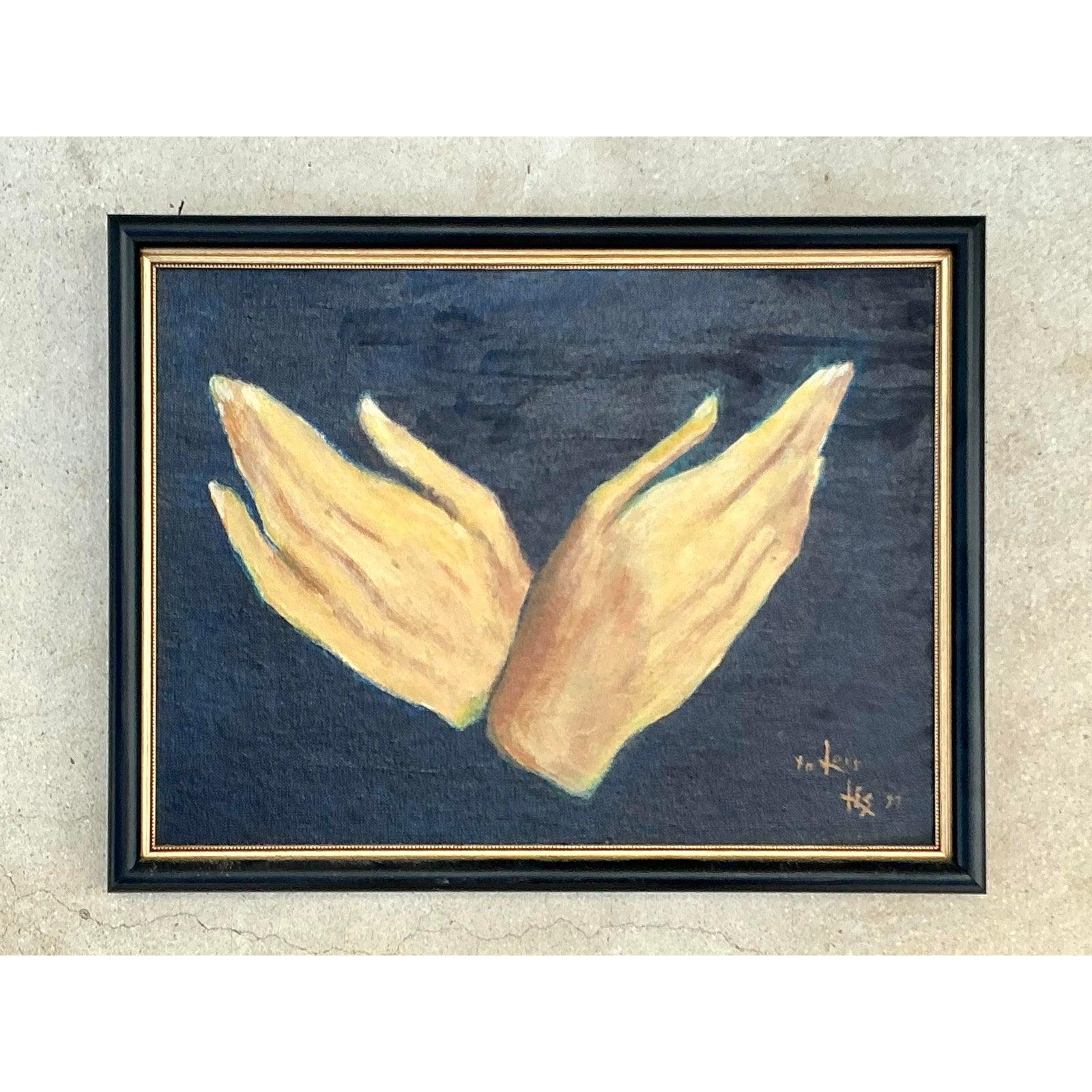 Vintage Regency Original-Ölgemälde von Hands (amerikanisch) im Angebot