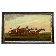 Vintage Regency Original Oil Painting of Horse Race