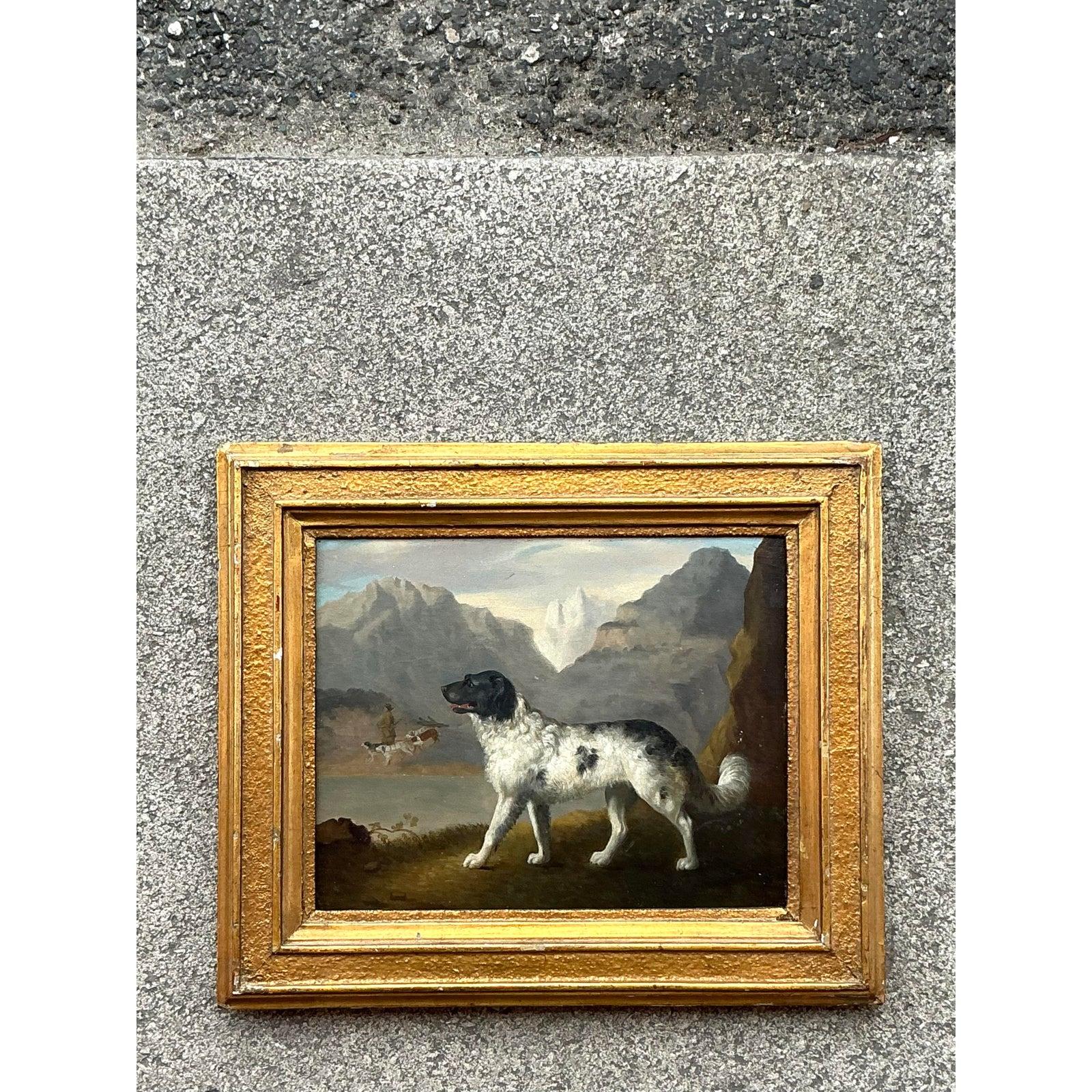 Canvas Vintage Regency Original Oil Paintings of Dog