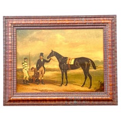 Vintage Regency Original Oil Paintings of Man and Horse