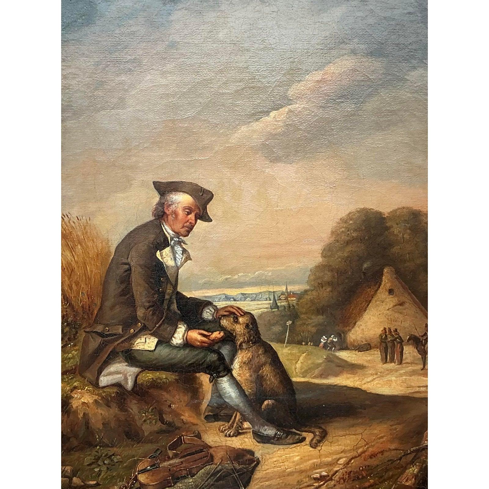Vintage Regency Original Ölgemälde des Menschen (Britisch) im Angebot