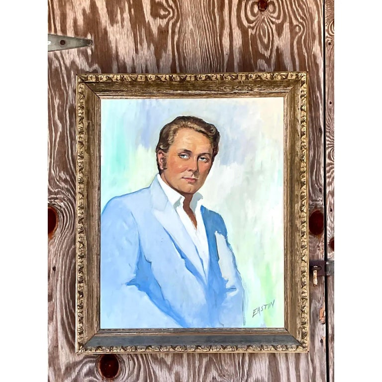Vintage Regency Original Oil Portrait For Sale at 1stDibs