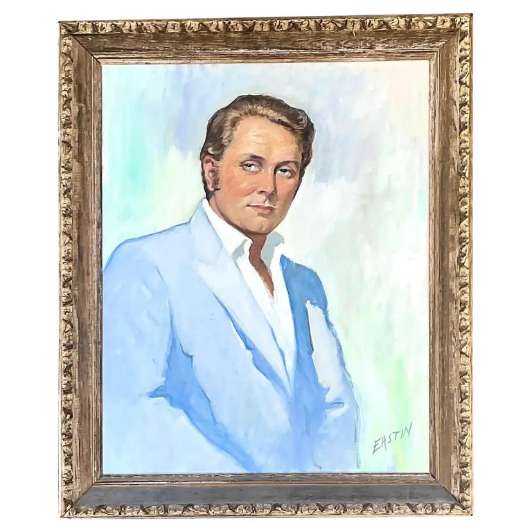 Vintage Regency Original Oil Portrait For Sale at 1stDibs