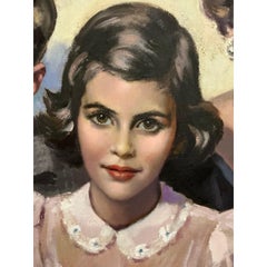 Vintage Regency Original Oil Portrait of Family