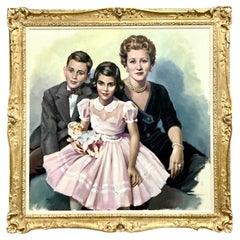 Vintage Regency Original Oil Portrait of Family