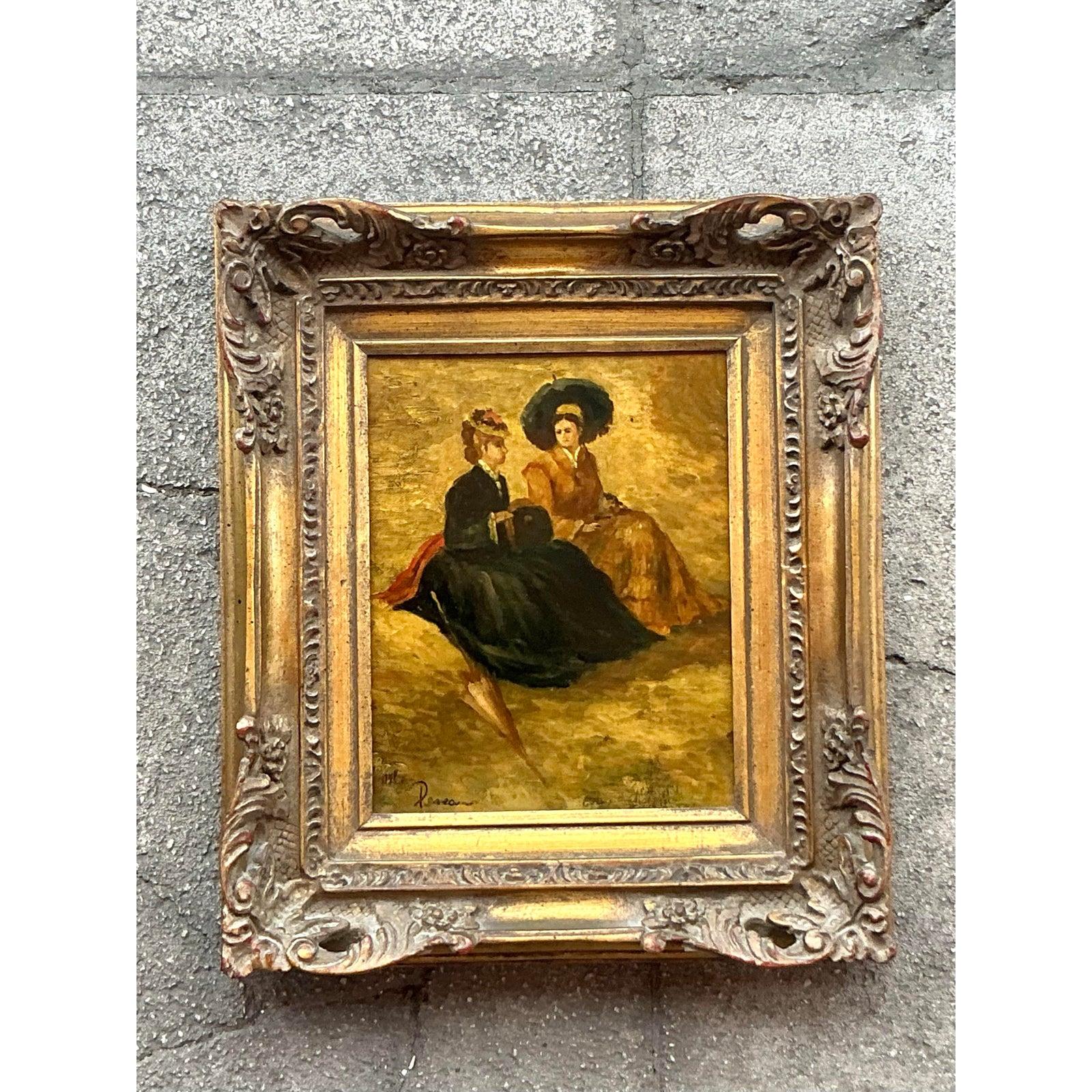 Britannico Dipinti ad olio originali della Reggenza con ritratto di 2 signore in vendita