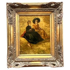 Vintage Regency Original Oil Portrait Paintings of 2 Ladies