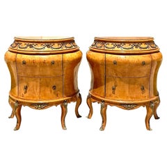 Vintage Regency Ormolu and Burl Wood Bombe Chests, a Pair