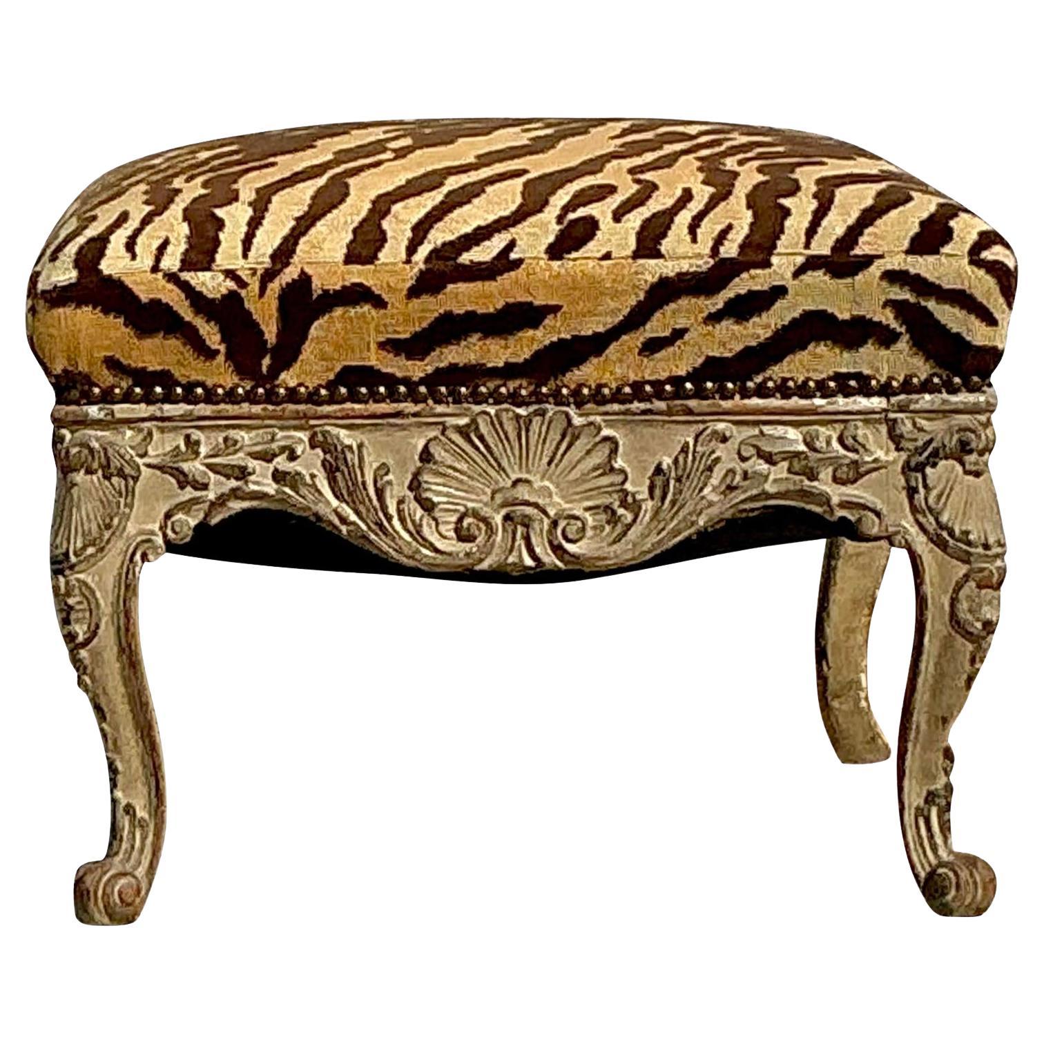 Vintage Regency Ottoman in Scalamandre Le Tigre