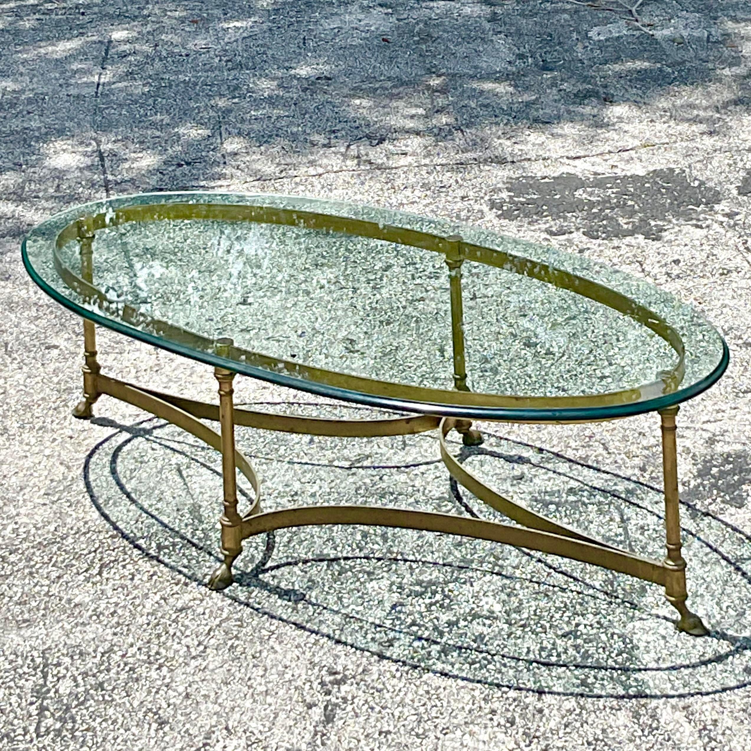 Vintage Regency Oval Brass Claw Foot Coffee Table 5