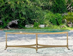 Vintage Regency Oval Brass Claw Foot Coffee Table