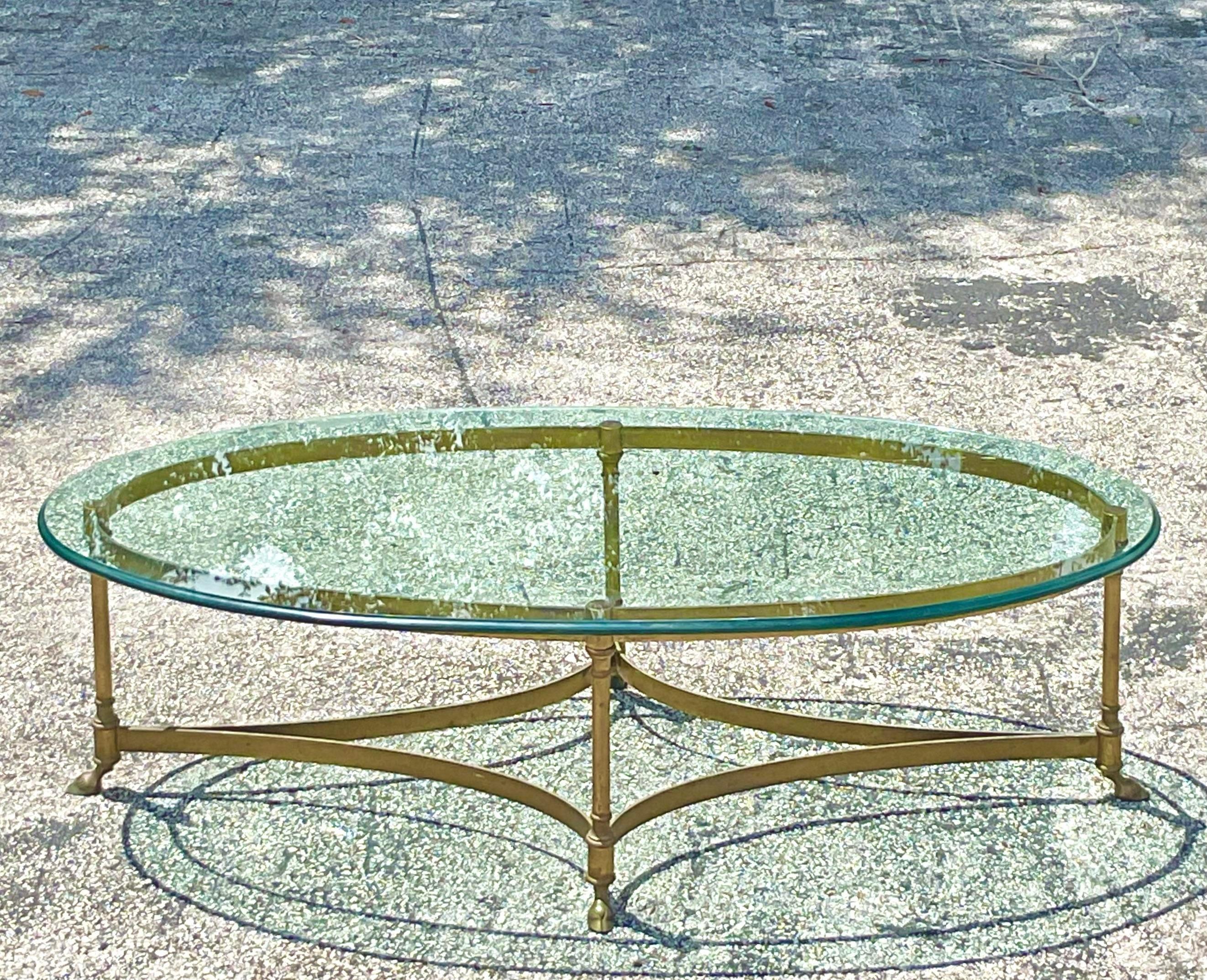 American Vintage Regency Oval Brass Claw Foot Coffee Table