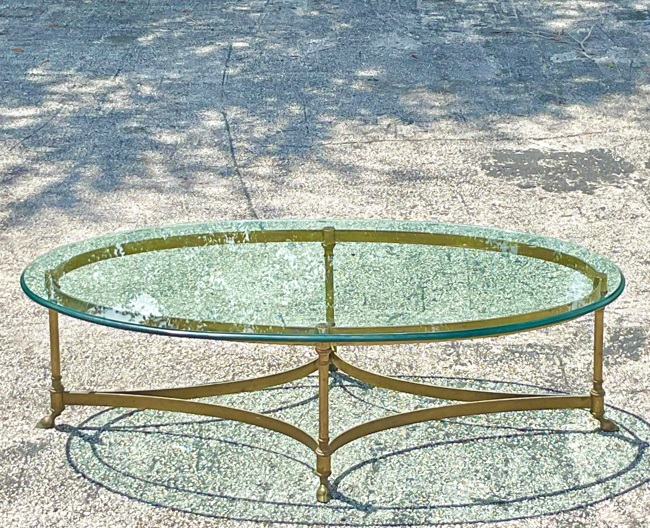 Vintage Regency Oval Brass Claw Foot Coffee Table 2